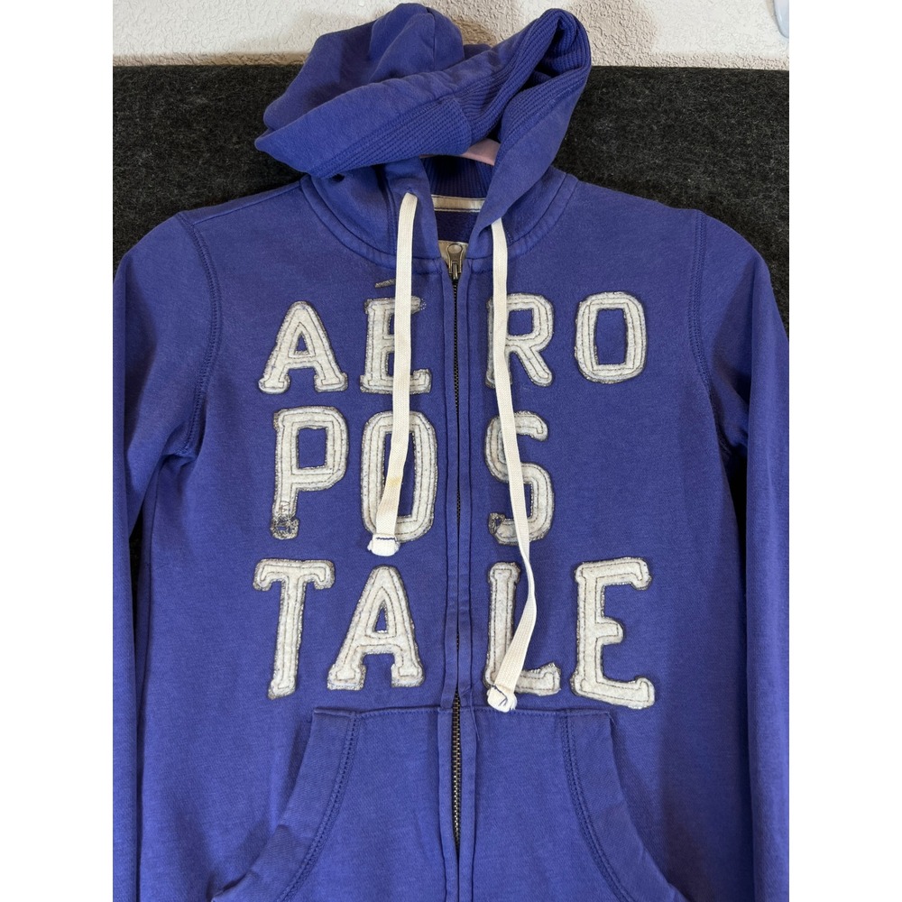 Aeropostale Purple Full Zip Hoodie Applique Logo Sweatshirt 7572AF12 XS